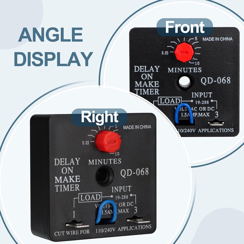 Weasch 10Pcs Delay On Make Timer, QD-068, 0.03 to 10 Min, Adjustable Delay, 19-288 VAC OR DC (10) - Image 4